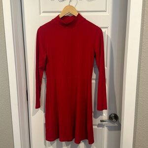 Women’s Banana Republic Red Ribbed Mock Neck Dress